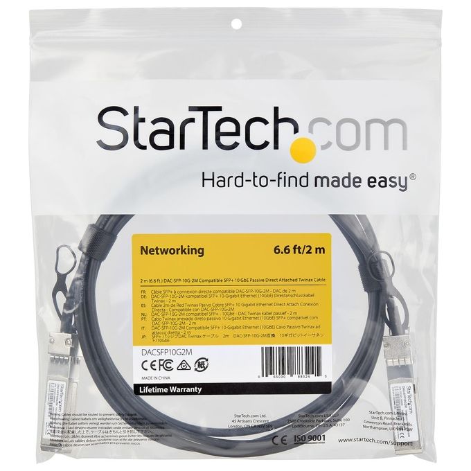Startech Cavo Twinax con Collegamento Diretto Sfp+ Compatibile Con Dell Emcdac-sfp-10g-2m 2mt