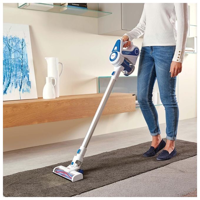 Polti PBEU0116 Forzaspira Slim SR90B Scopa Elettrica Senza Sacco Senza Filo 2 in 1 Capacita' 0,5 Litri Autonomia 40 min Sistema Ciclonico Bianco-Blu