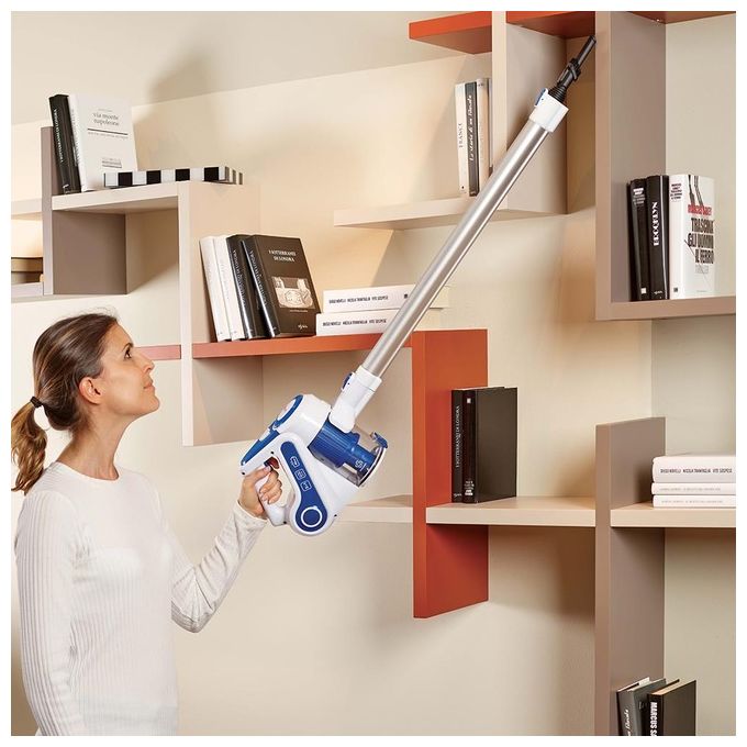 Polti PBEU0116 Forzaspira Slim SR90B Scopa Elettrica Senza Sacco Senza Filo 2 in 1 Capacita' 0,5 Litri Autonomia 40 min Sistema Ciclonico Bianco-Blu