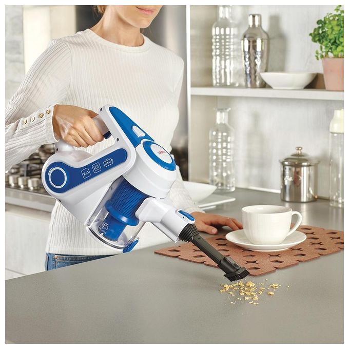Polti PBEU0116 Forzaspira Slim SR90B Scopa Elettrica Senza Sacco Senza Filo 2 in 1 Capacita' 0,5 Litri Autonomia 40 min Sistema Ciclonico Bianco-Blu