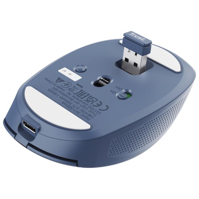 Trust Ozaa Mouse Mano Destra RF senza Fili  Bluetooth Ottico 3200 DPI Blu