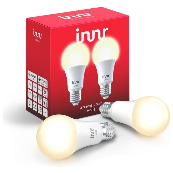 Innr E27 Lampadina LED, White, Dimmerabile, Compatible with Philips Hue* and Echo Plus (Hub Richiesto) Confezione 2 pezzi