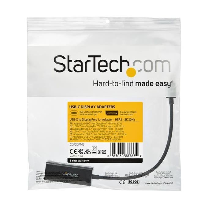 Startech CDP2DP14B Adattatore da Usb-C a Displayport  8k 30Hz