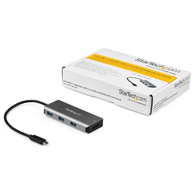 StarTech.com Hub Usb-C a 3 Porte con Lettore per Schede SD 10Gbps 3 Usb-A