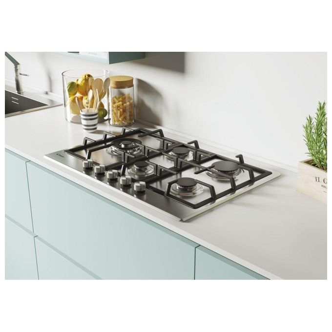 Candy CHG7WLWPX Piano Cottura a Gas 5 Zone Griglie in Ghisa 75 cm Acciaio Inox