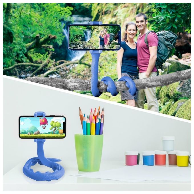 Celly Flexible Selfie Stick Snake Supporto Flessibile per Smartphone Blu