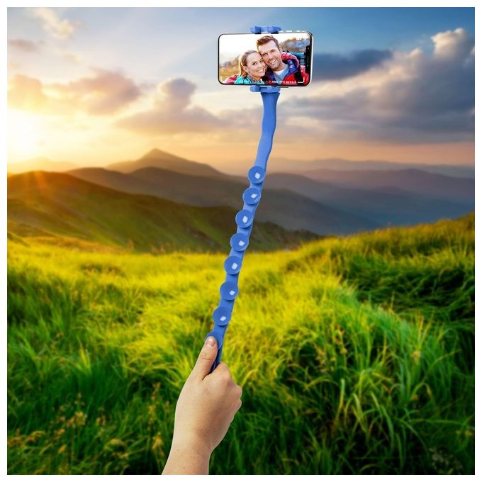 Celly Flexible Selfie Stick Snake Supporto Flessibile per Smartphone Blu
