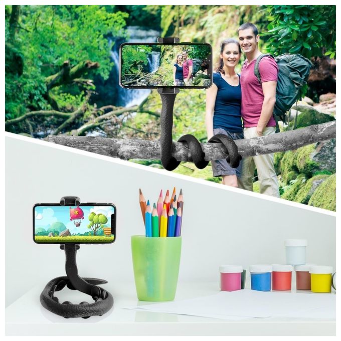 Celly Flexible Selfie Stick Snake Supporto Flessibile Per Smartphone Nero