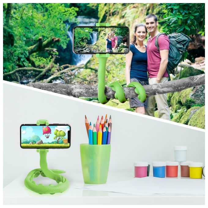 Celly Flexible Selfie Stick Snake Supporto Flessibile Per Smartphone Verde