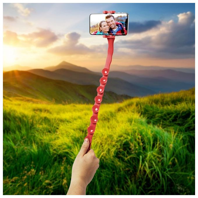 Celly Flexible Selfie Stick Snake Supporto Flessibile Per Smartphone Rosso
