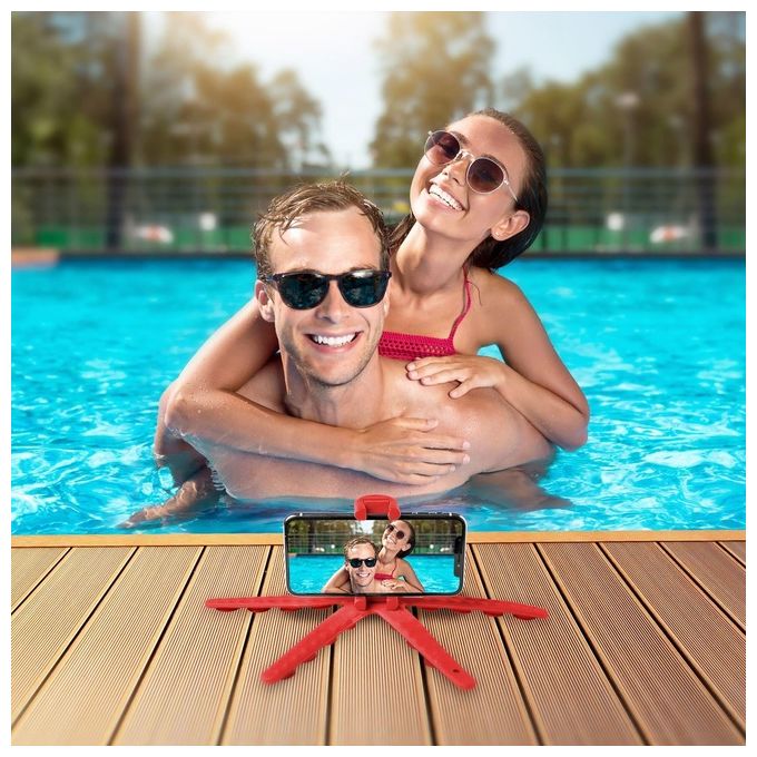 Celly Flexible Maxi Tripod Squiddy Max Supporto Per Smartphone Rosso