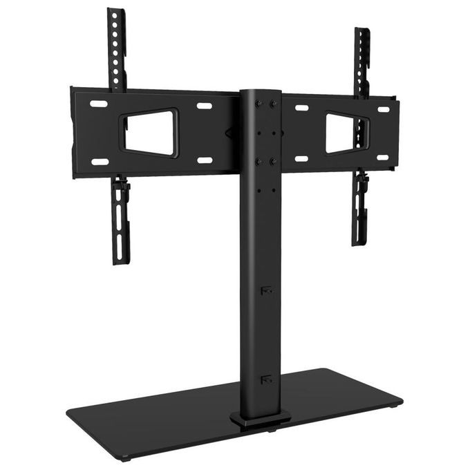 Techly ICA-LCD S07L Supporto Universale da Tavolo per TV 32'' a 65'' VESA 75x75 fino a 600x400 Altezza Regolabile Peso Massimo 45 Kg con Base in Vetro Temperato colore Nero