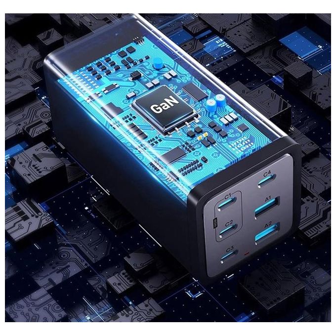 Conceptronic OZUL06BE Caricatore USB PD 3.1 a 6 Porte 200 W con Tecnologia GaN e Cavo USB-C Incluso colore Nero