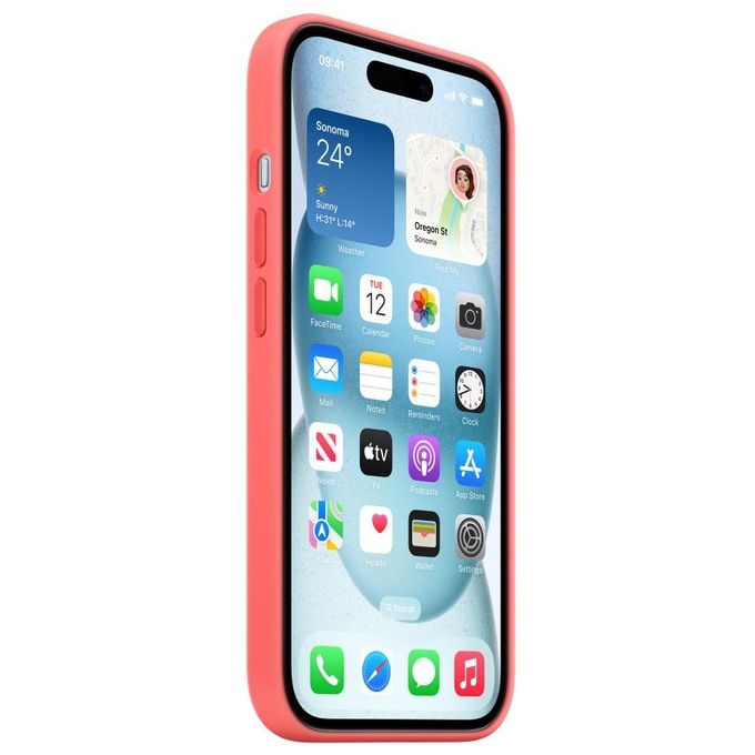 Apple MT0V3ZM-A Custodia MagSafe in Silicone per iPhone 15 colore Guava