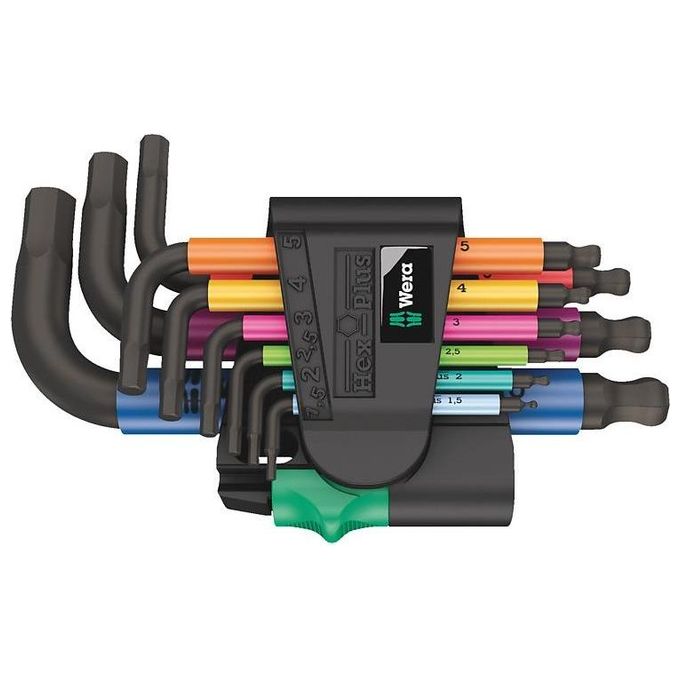 Wera 950-9 Hex-Plus Mulitcolour 2 Set di Chiavi Esagonali a L Metrico 9 Pezzi