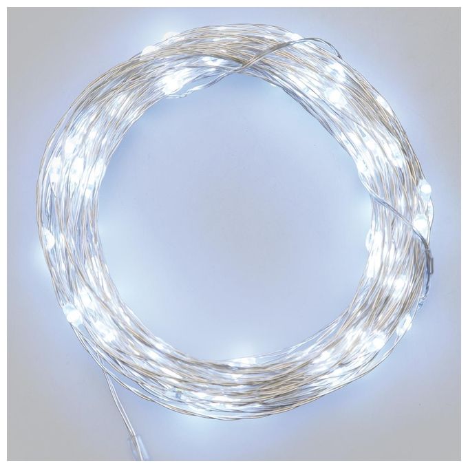 Lotti Importex Catena 100 Microled Bianco 1,5mm 8 Giochi di Luce Selezionabili e Timer