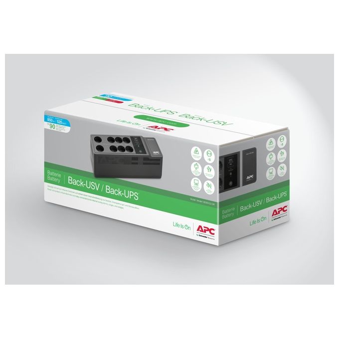 APC Back-UPS BE850G2 UPS 230 V c.a. V 520W 850VA Connettori di Uscita 8 Nero