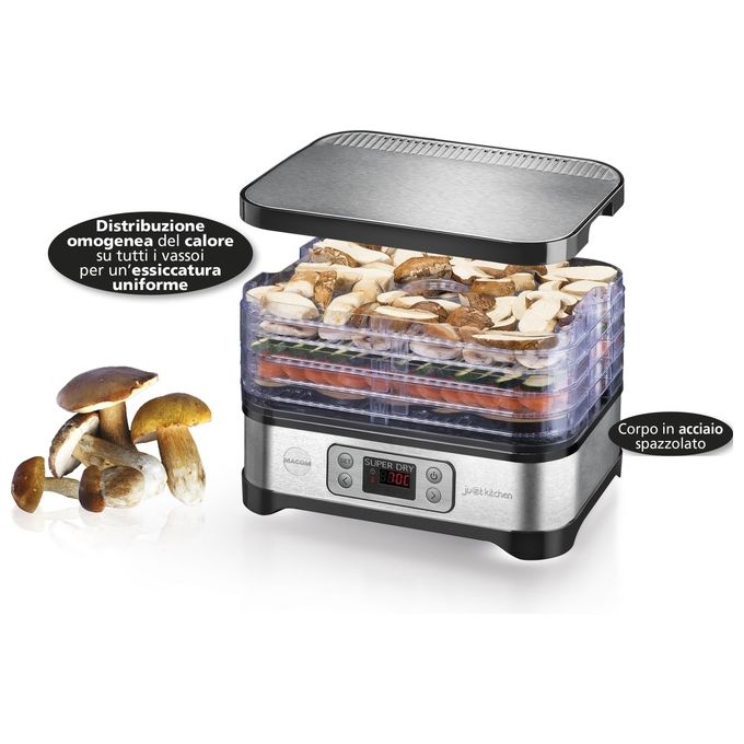 Macom Superdry Essiccatore per Alimenti Nero-Acciaio Inossidabile 450W
