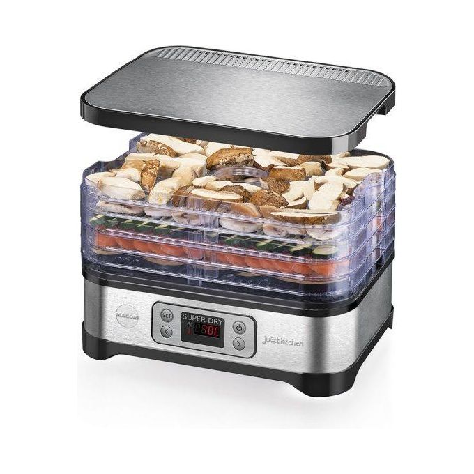 Macom Superdry Essiccatore per Alimenti Nero-Acciaio Inossidabile 450W