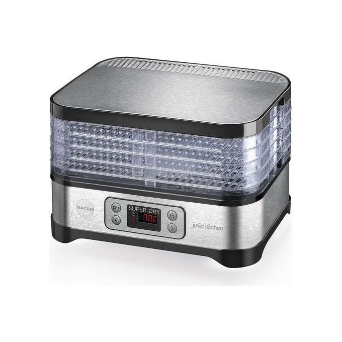 Macom Superdry Essiccatore per Alimenti Nero-Acciaio Inossidabile 450W