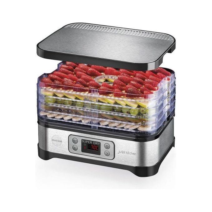 Macom Superdry Essiccatore per Alimenti Nero-Acciaio Inossidabile 450W