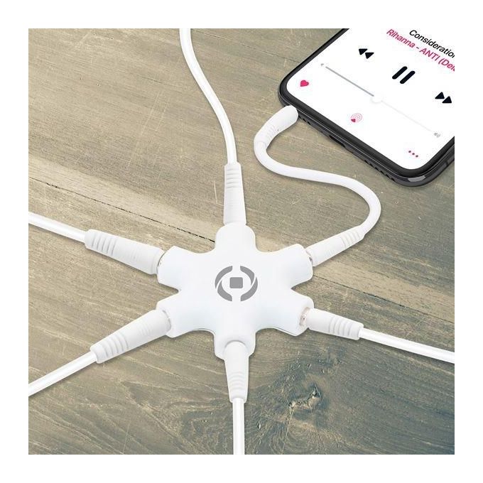 Celly Mix 5 Input Jack 3.5mm Splitter Audio Bianco