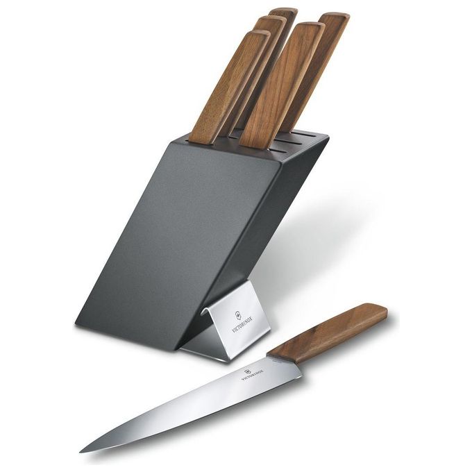 Victorinox 6.7186.6 Swiss Modern Ceppo Coltelli 6 Pezzi con Contenuto Materiale Legno di Faggio colore Marrone