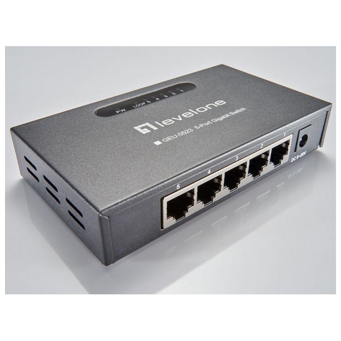 LevelOne GEU-0523 Switch di Rete Non Gestito Gigabit Ethernet 10-100-1000 Nero