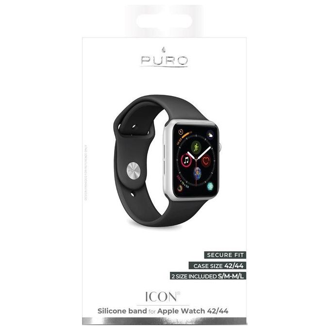 Puro AW44ICONBLK Icon Cinturino in Silicone per Apple Watch 42 44 45 49mm colore Nero