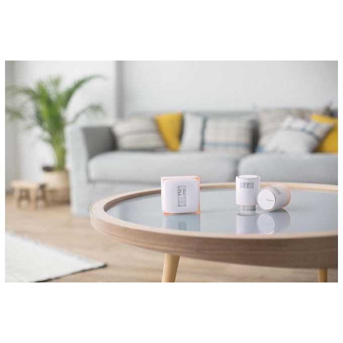 Netatmo NBU-NTH-NAV Kit Termostato Intelligente 3 Valvole Termostatiche Wi-Fi RF Alexa Google HomeKit colore Bianco