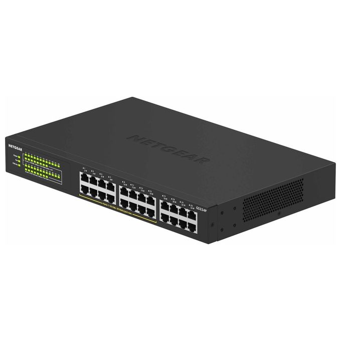 Netgear GS324P Switch Non Gestito Gigabit Ethernet 10-100-1000 Nero 1U Supporto Power over Ethernet
