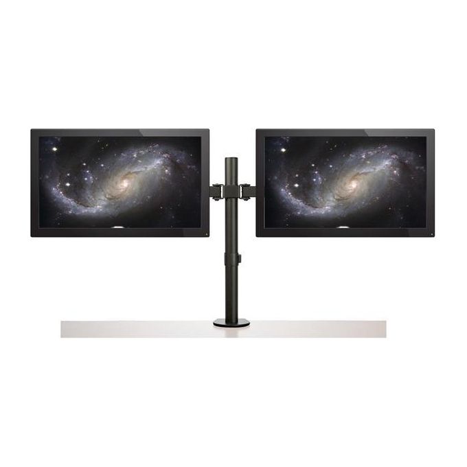 Startech ARMDUAL2 Staffa per Due Monitor con Montaggio du Scrivania Design a Barre Trasversali Articolabile in Acciaio