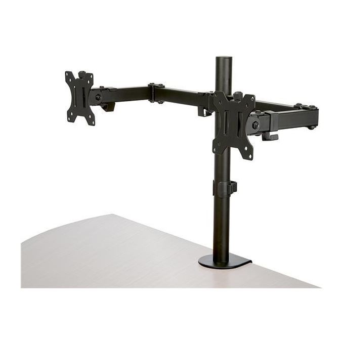 Startech ARMDUAL2 Staffa per Due Monitor con Montaggio du Scrivania Design a Barre Trasversali Articolabile in Acciaio