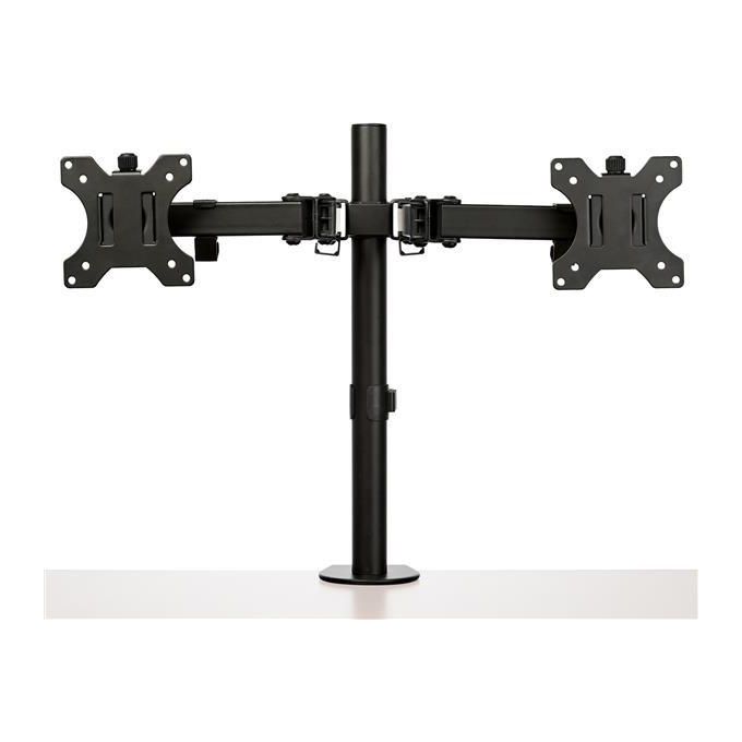Startech ARMDUAL2 Staffa per Due Monitor con Montaggio du Scrivania Design a Barre Trasversali Articolabile in Acciaio