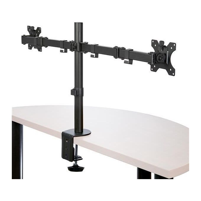 Startech ARMDUAL2 Staffa per Due Monitor con Montaggio du Scrivania Design a Barre Trasversali Articolabile in Acciaio