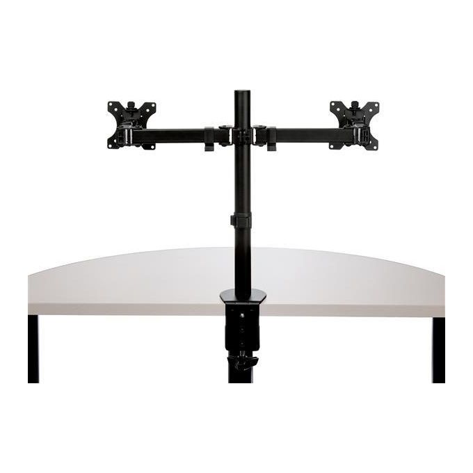 Startech ARMDUAL2 Staffa per Due Monitor con Montaggio du Scrivania Design a Barre Trasversali Articolabile in Acciaio