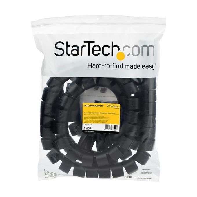 StarTech CMSCOILED4 Guaina Spirale Gestione Cavi 2.5 m Diametro 45 mm Polietilene colore Nero