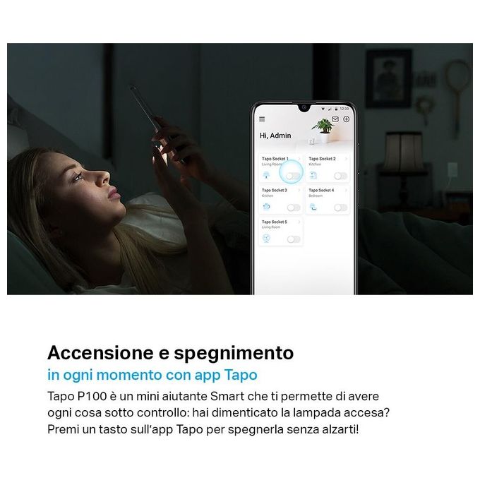 TP-Link Presa Intelligente WiFi Smart Plug, Compatibile con Alexa e Google Home, Controllo Remoto tramite APP Tapo, 10A, 2300W (Tapo P100)