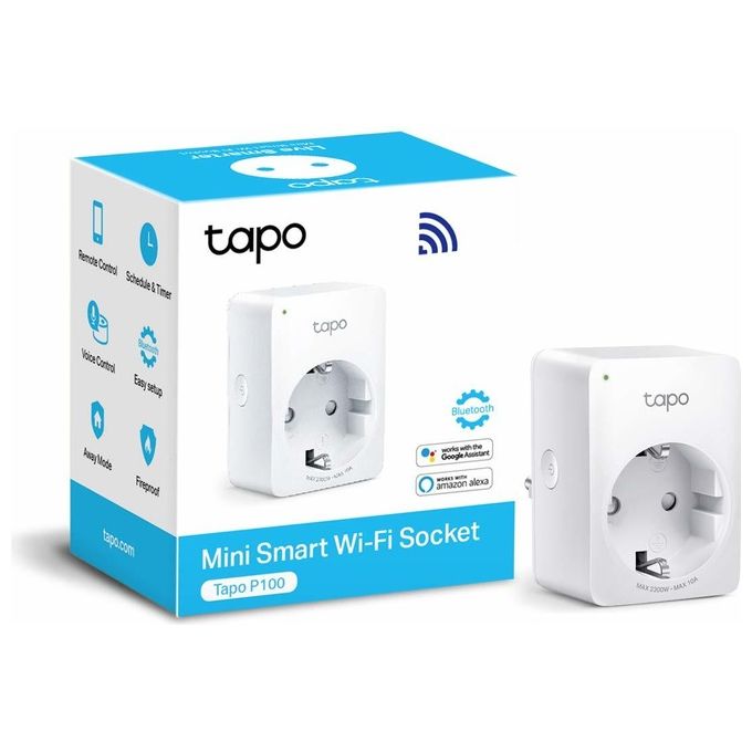TP-Link Presa Intelligente WiFi Smart Plug, Compatibile con Alexa e Google Home, Controllo Remoto tramite APP Tapo, 10A, 2300W (Tapo P100)