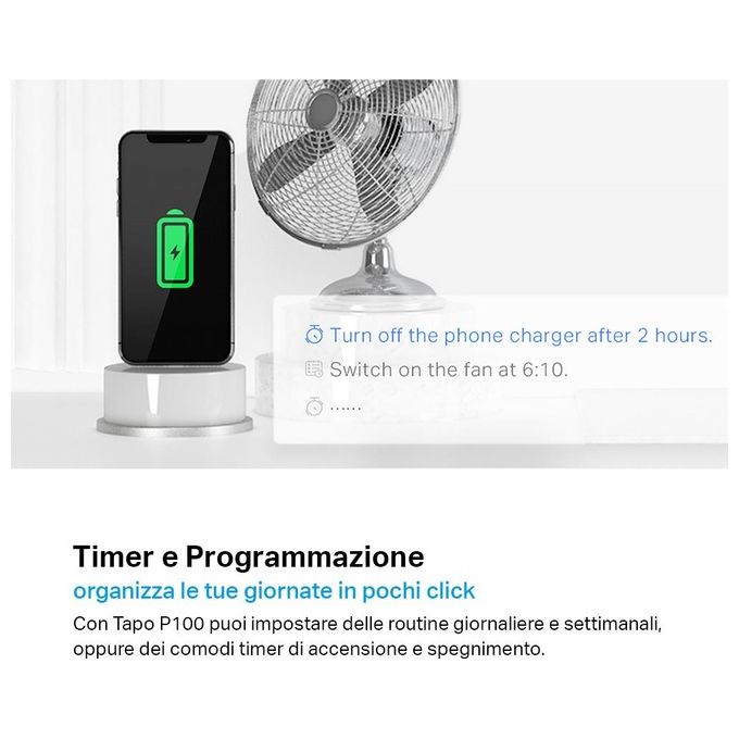 TP-Link Presa Intelligente WiFi Smart Plug, Compatibile con Alexa e Google Home, Controllo Remoto tramite APP Tapo, 10A, 2300W (Tapo P100)
