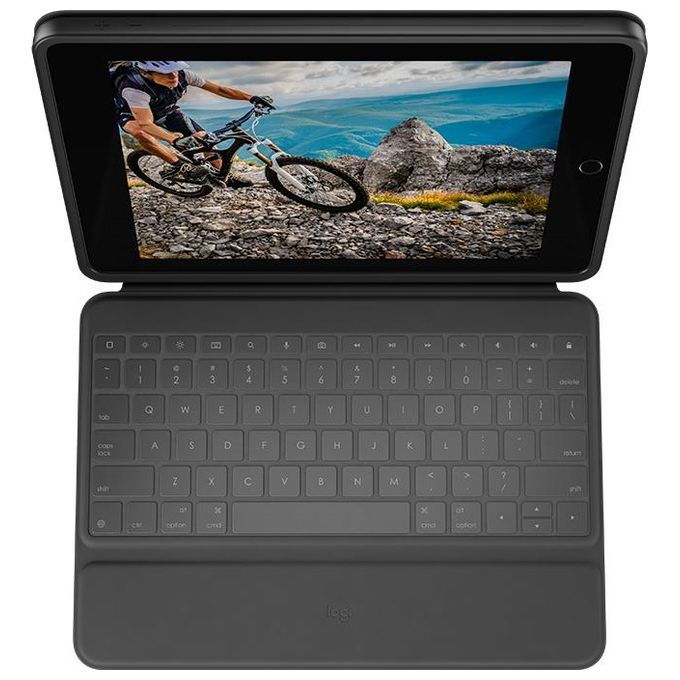 Logitech Rugged Folio Custodia con Tastiera Protettiva per iPad 7a Generazione con Smart Connector e Tastiera Resistente agli Schizzi Graphite