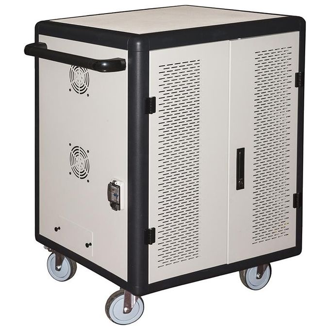Link armadio alloggiamento 40 tablet con ruote multiprese incluse ventole di raffreddamento porta in acciaio traforata colore grigio nero
