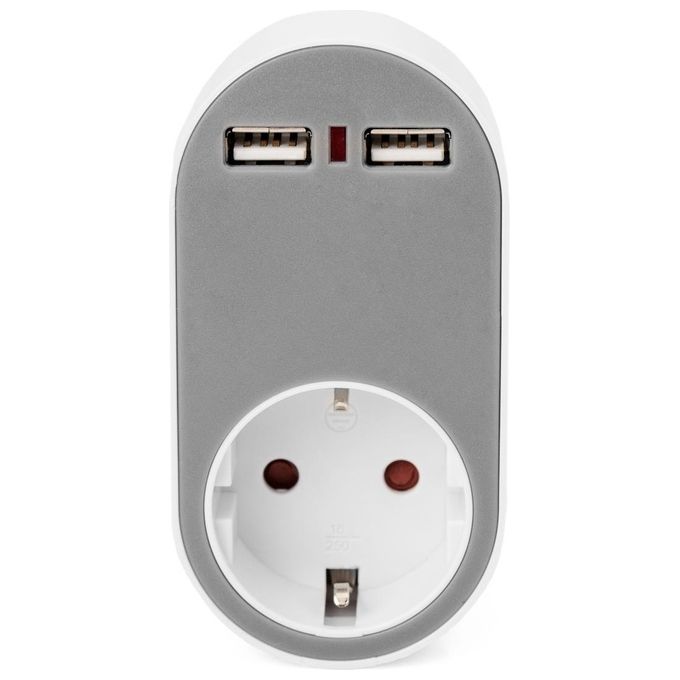 Digitus Presa a Muro Spina e Presa Schuko con 2 Prese Usb Tipo ''A'' Femmina
