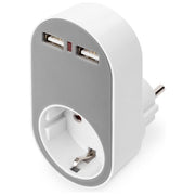 Digitus Presa a Muro Spina e Presa Schuko con 2 Prese Usb Tipo ''A'' Femmina
