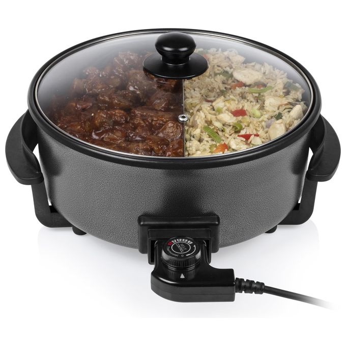 Tristar PZ-9135 Padella Multifunzione 5 L 1500 W con Divisore Coperchio Rimovibile Termostato Regolabile colore Nero