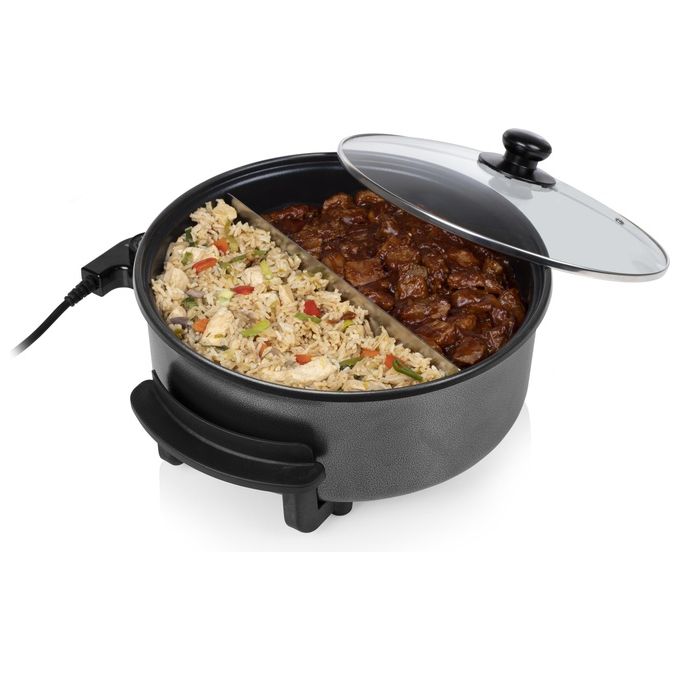 Tristar PZ-9135 Padella Multifunzione 5 L 1500 W con Divisore Coperchio Rimovibile Termostato Regolabile colore Nero