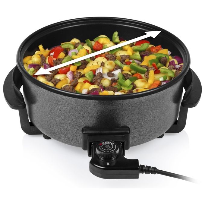 Tristar PZ-9135 Padella Multifunzione 5 L 1500 W con Divisore Coperchio Rimovibile Termostato Regolabile colore Nero