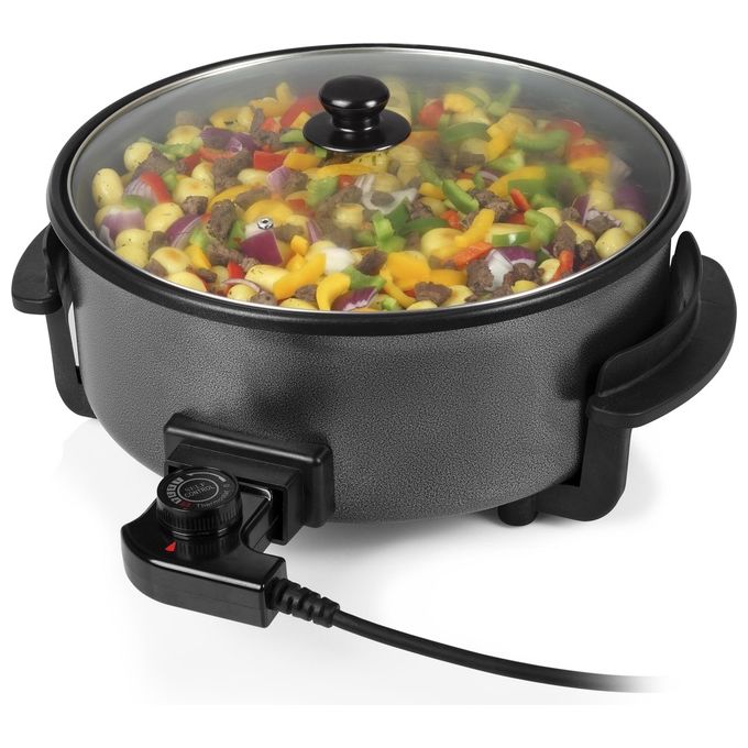 Tristar PZ-9135 Padella Multifunzione 5 L 1500 W con Divisore Coperchio Rimovibile Termostato Regolabile colore Nero