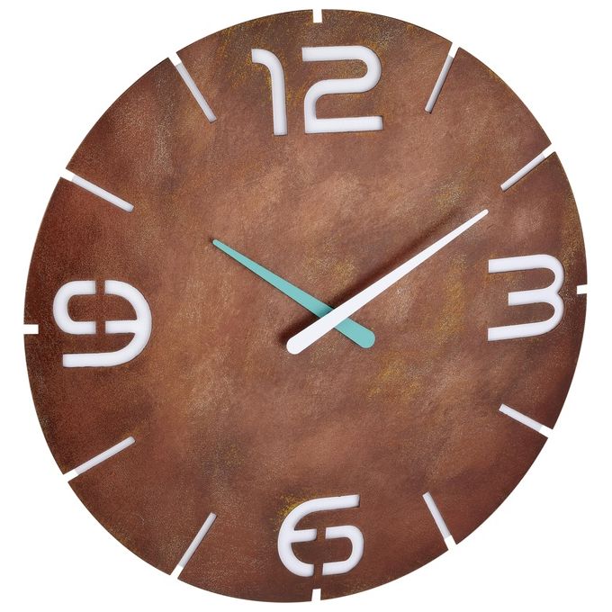 TFA Dostmann Orologio da Parete Analogico Contour Effetto Ruggine-Bianco