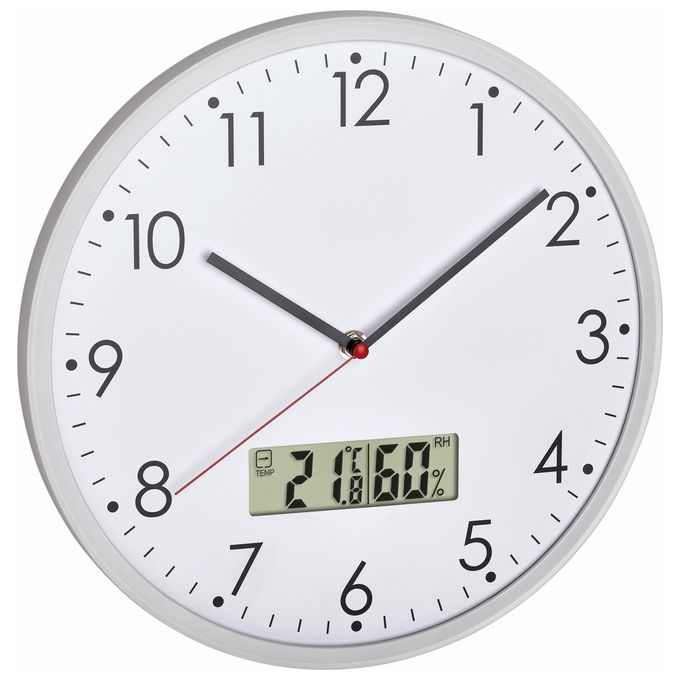 Tfa Dostmann Orologio Analogico da Parete al Quarzo Rotondo  Bianco